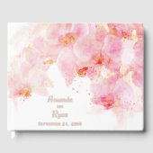 ピンクオーキッドウォーターカラーフラワー結婚ズ ゲストブック (正面)