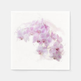 ピンクオーキッドウォーターカラーフラワー結婚ズ スタンダードカクテルナプキン