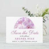 ピンクオーキッドウォーターカラーフラワー結婚ズ セーブザデート (スタンド正面)