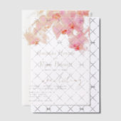 ピンクオーキッドウォーターカラーフラワー結婚ズ ベラム紙招待状 (オフセット (招待状))