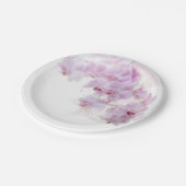 ピンクオーキッドウォーターカラーフラワー結婚ズ ペーパープレート (アングル)