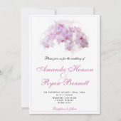 ピンクオーキッドウォーターカラーフラワー結婚ズ 招待状 (正面)