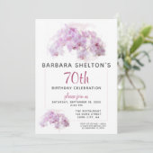 ピンクオーキッドウォーターカラーフローラ誕生日パーティー 招待状 (スタンド正面)