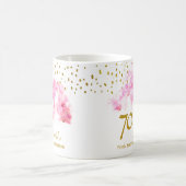 ピンクオーキッドウォーターカラー金ゴールドグリッター70誕生日 コーヒーマグカップ (中央)