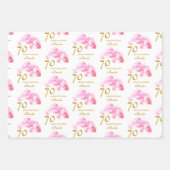 ピンクオーキッドウォーターカラー金ゴールドグリッター70誕生日 ラッピングペーパーシート (正面)
