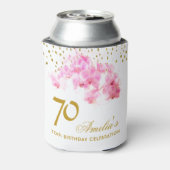 ピンクオーキッドウォーターカラー金ゴールドグリッター70誕生日 缶クーラー (缶裏面)