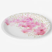 ピンクオーキッドウォーターカラー金ゴールドグリッター ペーパープレート (アングル)