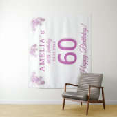 ピンクオーキッドウォーターカラー60誕生日背景 タペストリー (インサイチュ)