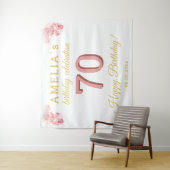 ピンクオーキッドウォーターカラー70誕生日背景 タペストリー (インサイチュ)