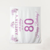 ピンクオーキッドウォーターカラー80誕生日背景 タペストリー (正面)