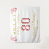 ピンクオーキッドウォーターカラー80誕生日背景 タペストリー (正面)