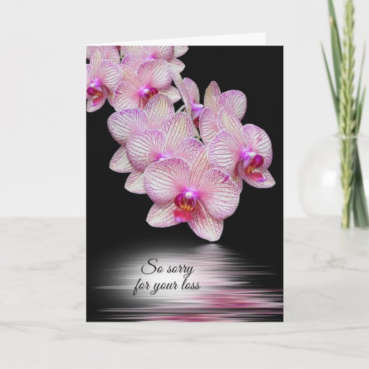 ピンクオーキッドウォーター反射悔やみや弔慰 カード (正面)