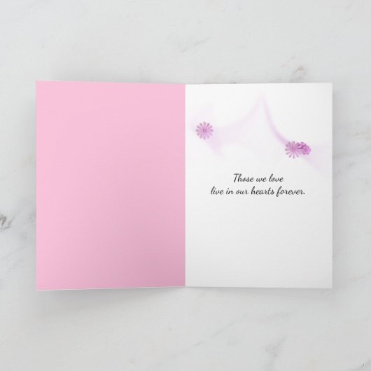 ピンクオーキッドウォーター反射悔やみや弔慰 カード (内部)