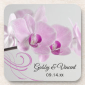 ピンクオーキッドエレガンス結婚ズ コースター (正面)