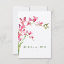 ピンクオーキッドエレガントウェディングサンキューカード サンキューカード