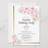 ピンクオーキッドサプライズ誕生日パーティー 招待状 (正面)