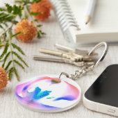 ピンクオーキッドデザインアクリルキーチェーン キーホルダー (正面右)