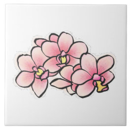 ピンクオーキッドフラワーズウォーターデザイン タイル