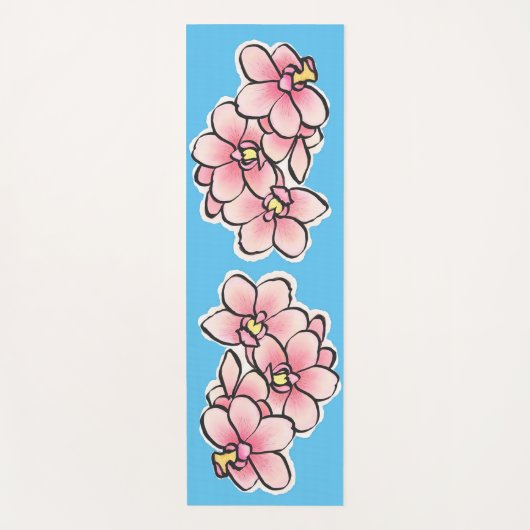 ピンクオーキッドフラワーズウォーターデザイン ヨガマット (正面)