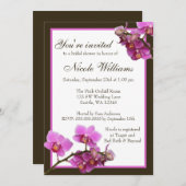 ピンクオーキッドフラワーズブライダルシャワー 招待状 (正面/裏面)