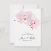 ピンクオーキッドフラワーズホワイト共有アメモリ葬儀 ノートカード (正面)