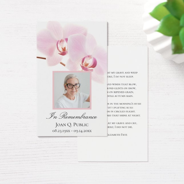 ピンクオーキッドフラワーズホワイト葬儀記念祈りの言葉 (デスク)