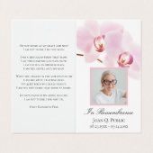 ピンクオーキッドフラワーズホワイト葬儀記念祈りの言葉 名刺 (外部フラット)