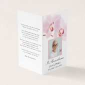 ピンクオーキッドフラワーズホワイト葬儀記念祈りの言葉 名刺 (外部)