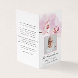 ピンクオーキッドフラワーズホワイト葬儀記念祈りの言葉 名刺