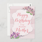 ピンクオーキッドフラワーフレームマザー誕生日 ポストカード (正面/裏面)