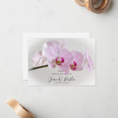 ピンクオーキッドフラワー共有アメモリ葬儀 ノートカード (正面/裏面インサイチュ)