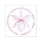 ピンクオーキッドフラワー差出人住所ハワイトロピカル セルフインキングスタンプ (デザイン)