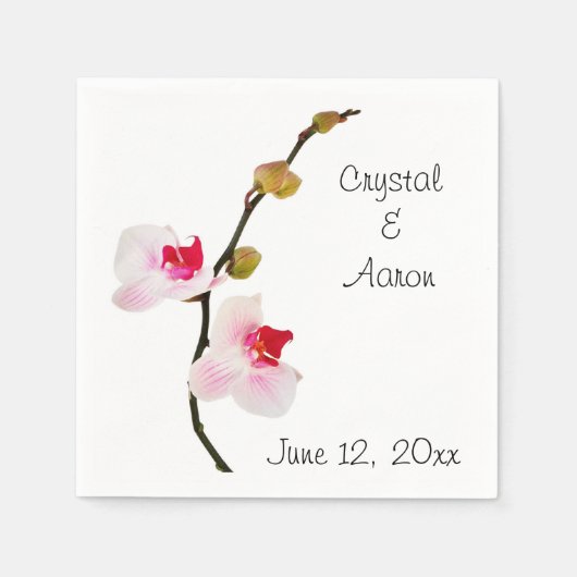 ピンクオーキッドフラワー結婚ズ紙ナプキンス スタンダードカクテルナプキン (正面)