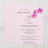 ピンクオーキッドフローラブライダルシャワー 招待状 (正面/裏面)