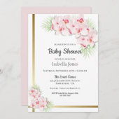 ピンクオーキッドフローラベビーシャワー 招待状 (正面/裏面)