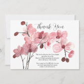 ピンクオーキッドフローラ葬儀の死ありがとう 招待状 (正面)