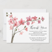ピンクオーキッドフローラ葬儀の死ありがとう 招待状 (正面)