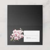 ピンクオーキッドブラックゲストテーブルナンバー座席表 プレイスカード (外部開封)