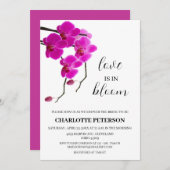 ピンクオーキッドラブイズイン開花ブライダルシャワー 招待状 (正面/裏面)