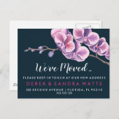 ピンクオーキッド家を引っ越した住所の変更 案内ポストカード (正面/裏面)