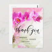 ピンクオーキッド水の色のスプラッシュありがとう ポストカード (正面/裏面)