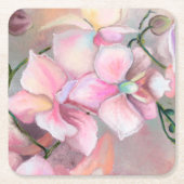 ピンクオーキッド紙コースター スクエアペーパーコースター (正面)