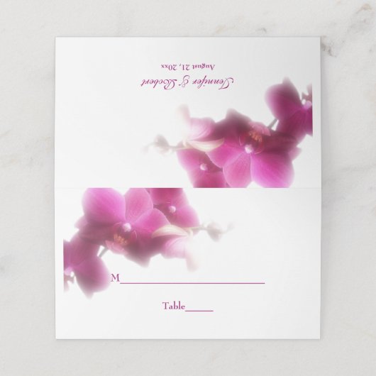 ピンクオーキッド結婚ズ折り畳み座席表 プレイスカード (外部開封)