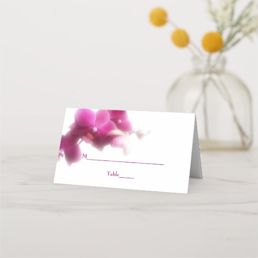 ピンクオーキッド結婚ズ折り畳み座席表 プレイスカード (正面)
