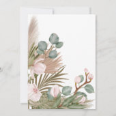 ピンクオーキッド&ボーホドライ葉リースブライダルシャワー 招待状 (裏面)