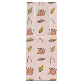 ピンクオータムハーベストフェスティバルかわいらし感謝祭 ワインギフトバッグ