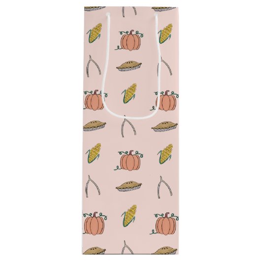 ピンクオータムハーベストフェスティバルかわいらし感謝祭 ワインギフトバッグ (正面)