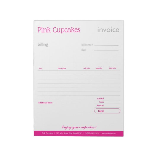 ピンクオーダ空白のー型枠または請求書メモ帳 ノートパッド (回転)