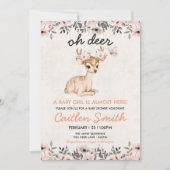 ピンクオーディアベビーシャワーフローラ招待状 招待状 (正面)