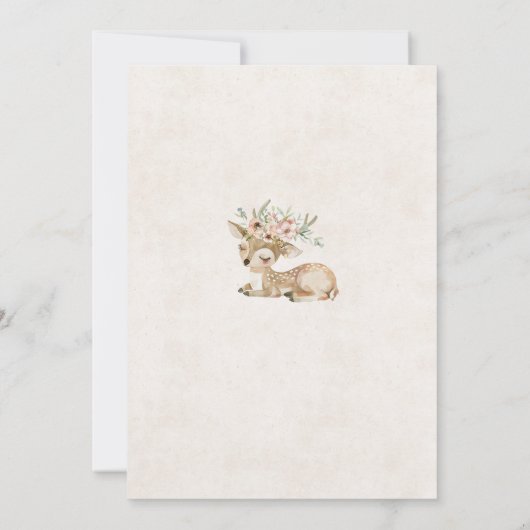 ピンクオーディアベビーシャワーフローラ招待状 招待状 (裏面)